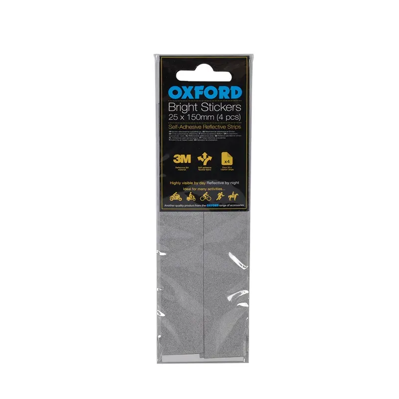 Oxford Reflective 25 X 150mm 4 Pack Bright Stickers in Silver