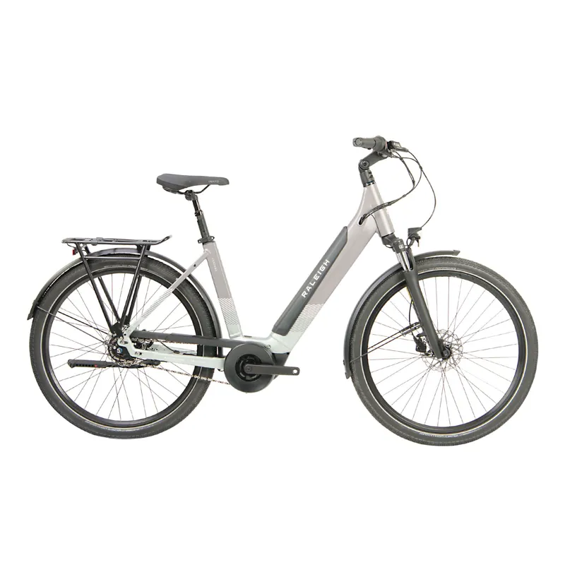 2022 Raleigh Centros Lowstep Hub Gear eBike in Silver/Mint