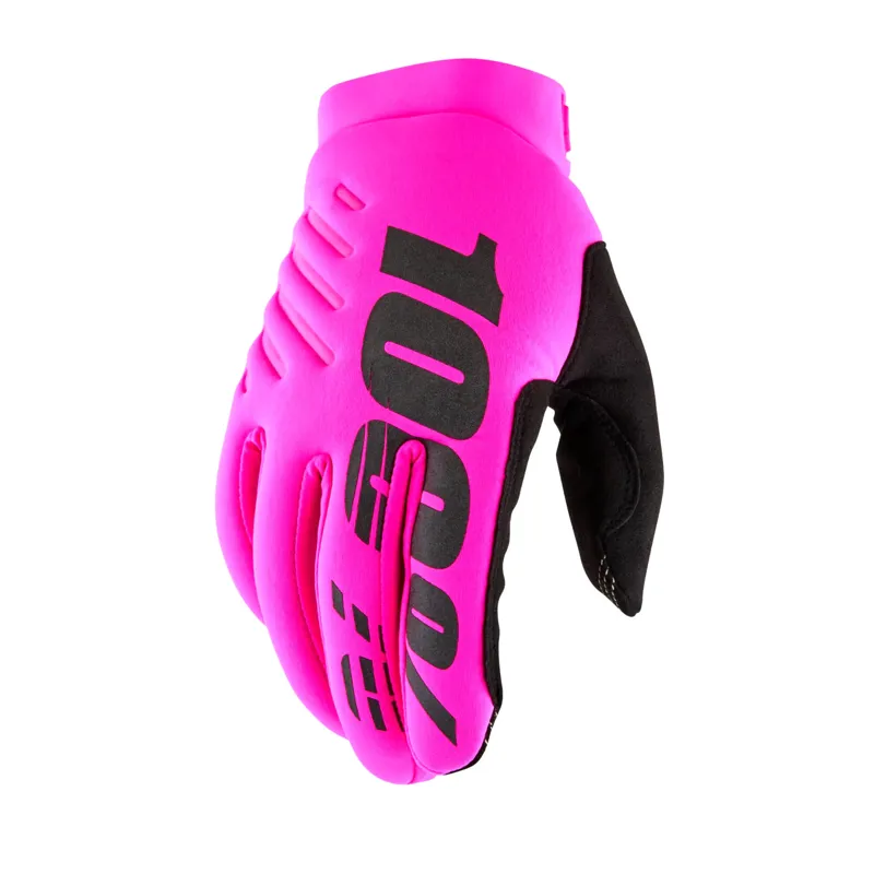 100% Brisker Women's Cold Weather Gloves in Black/Neon Pink-1