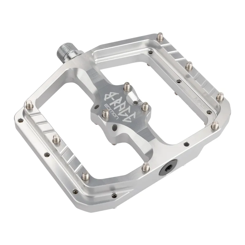Burgtec Penthouse MK5 B-Rage Edition Flat Pedals Rhodium Silver