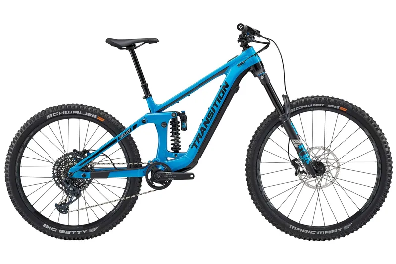 Transition Relay PNW Alloy GX Electric Mountain Bike in Tr Blue